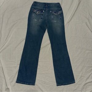 Red&blue bandana cowgirl flare Jeans